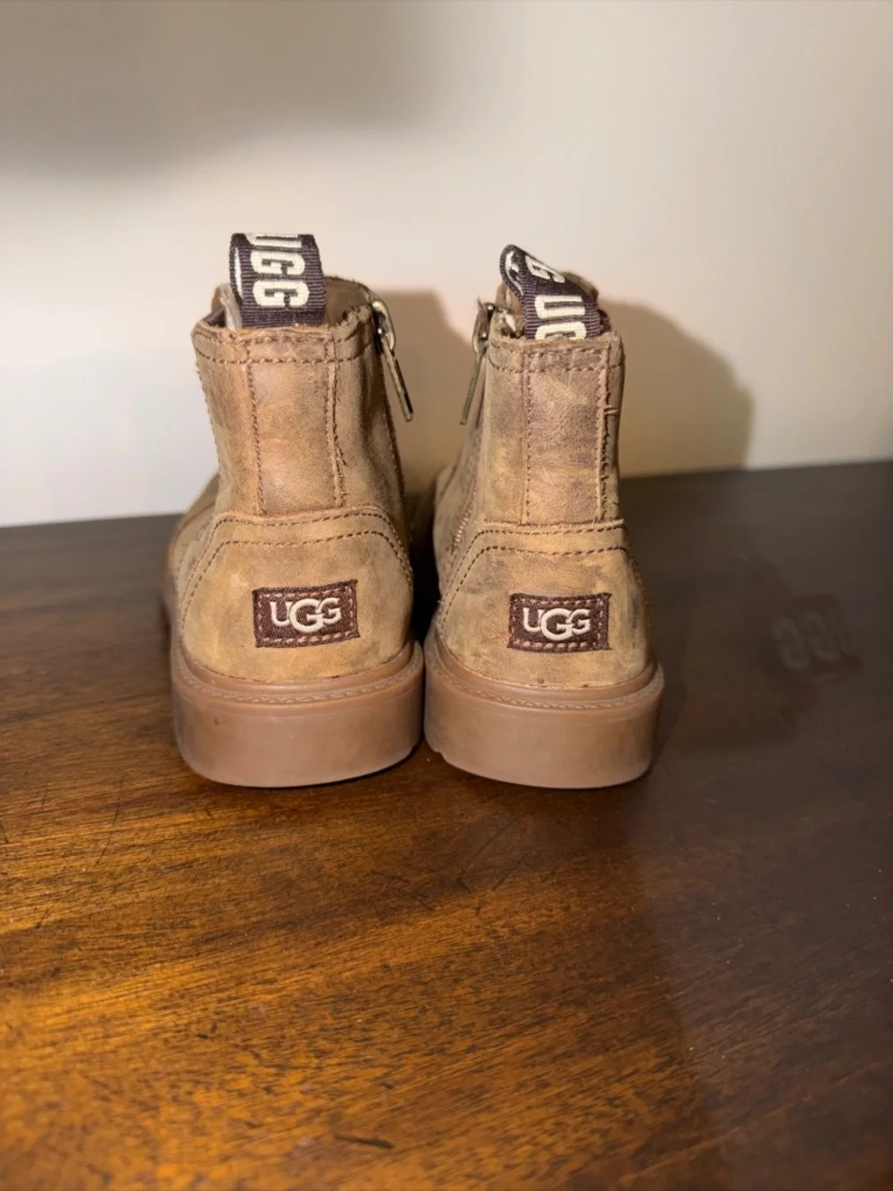Little Kids Ugg Bolden Leather Weather Boots Brown Size 10 Zipper
